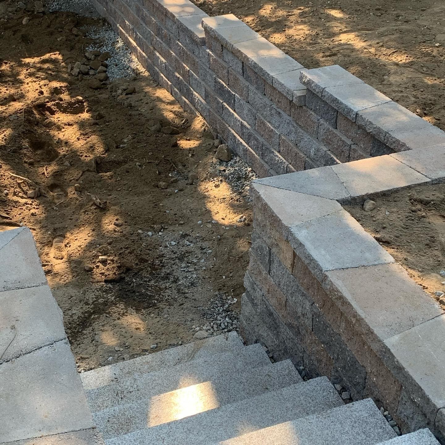 Wall and steps under construction